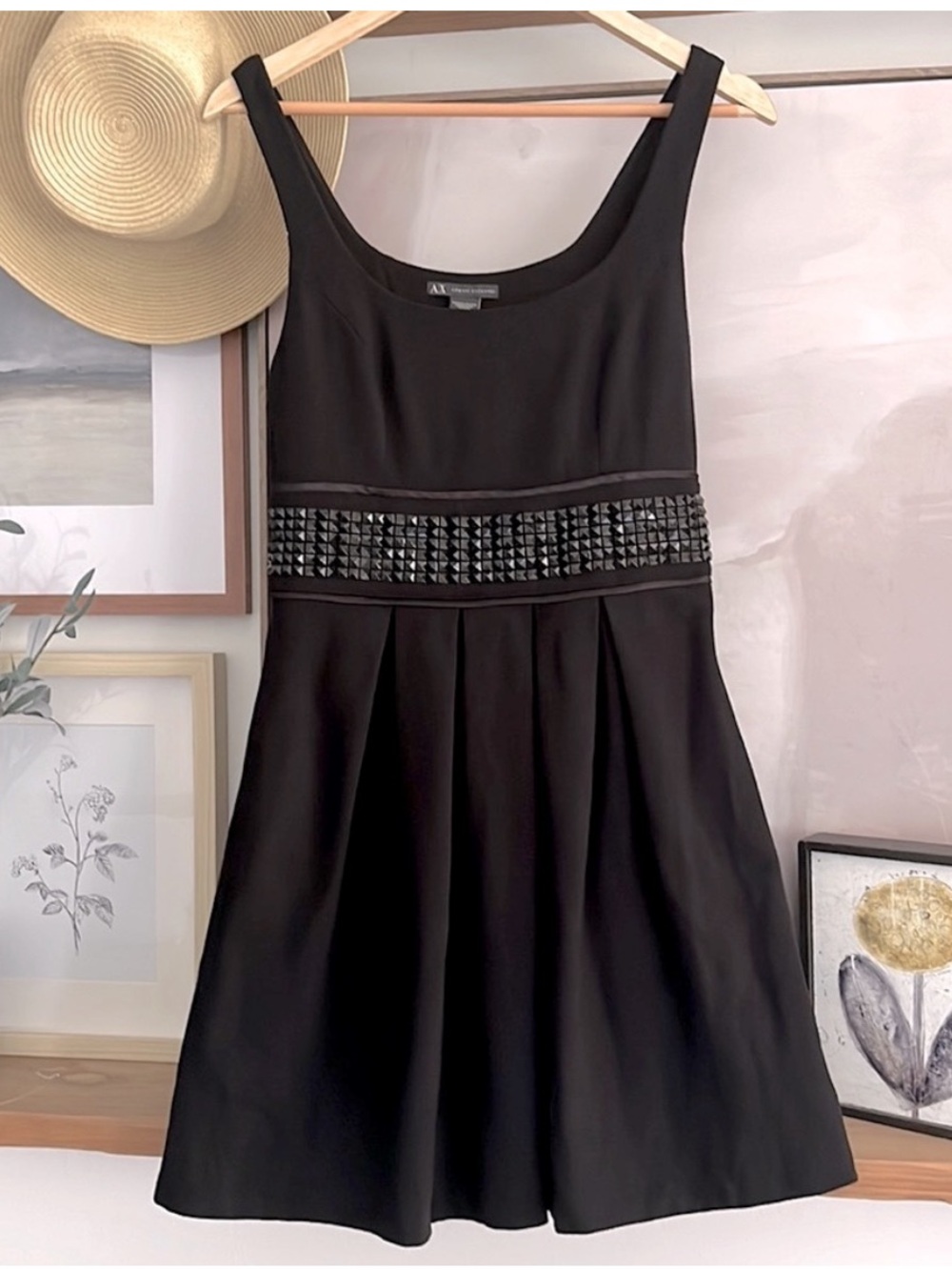 Armani Exchance Black Sleeveless Mini Dress, Size M